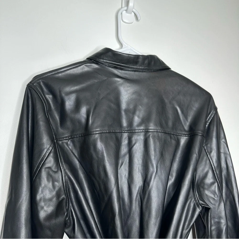 NWT Nic+Zoe Womens Black Faux Leather Knee Length Shirtdress Size Large and XL - Picture 8 of 11